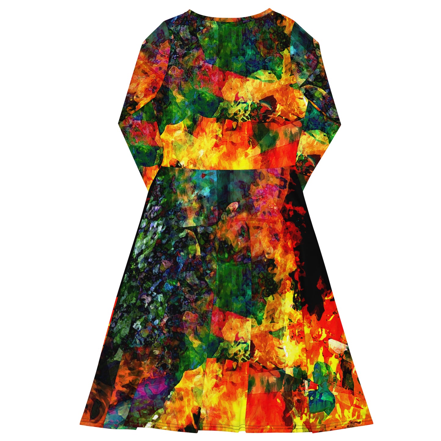 All-over print long sleeve midi dress. LAS CAPAS 3. - FGO ART