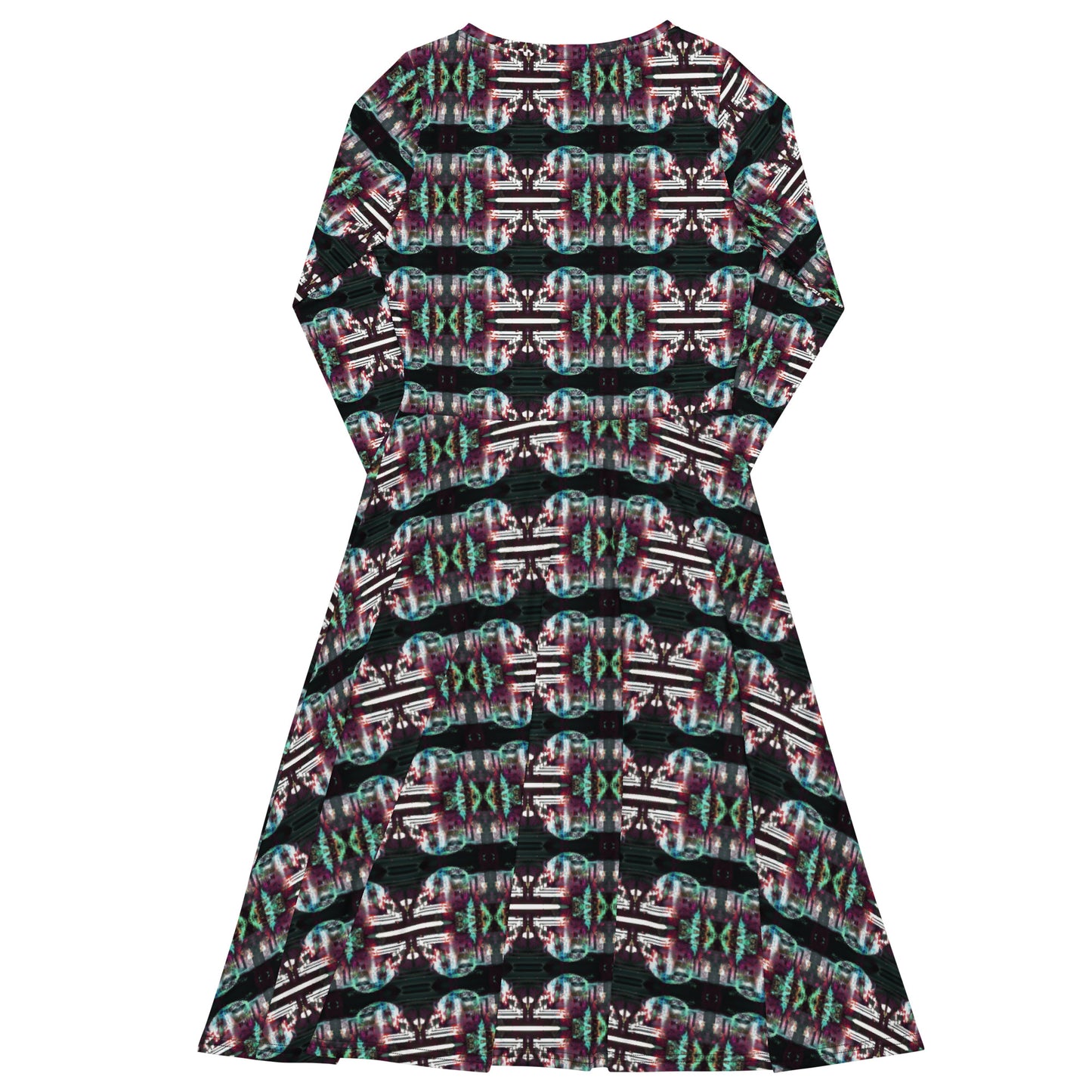 All-over print long sleeve midi dress. LAS CAPAS 6. - FGO ART