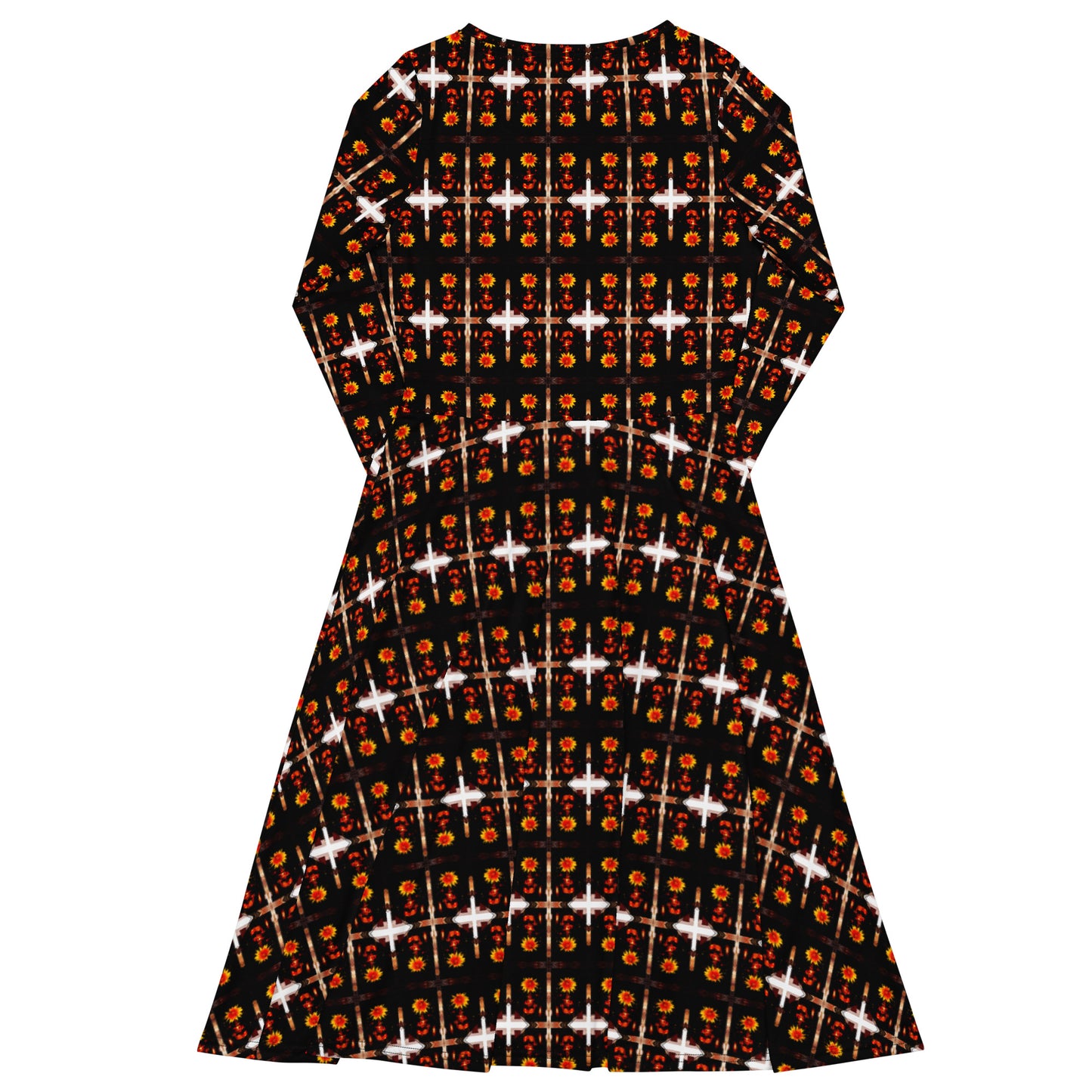 All-over print long sleeve midi dress. LAS CAPAS 7. - FGO ART