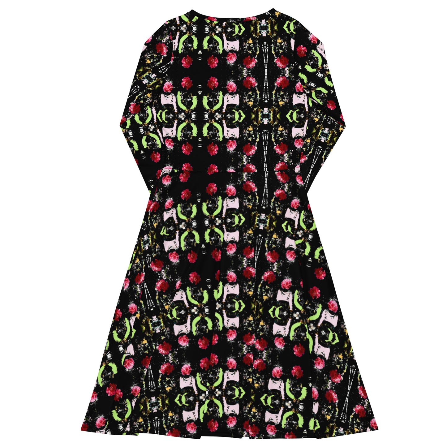 All-over print long sleeve midi dress. LAS CAPAS 8. - FGO ART