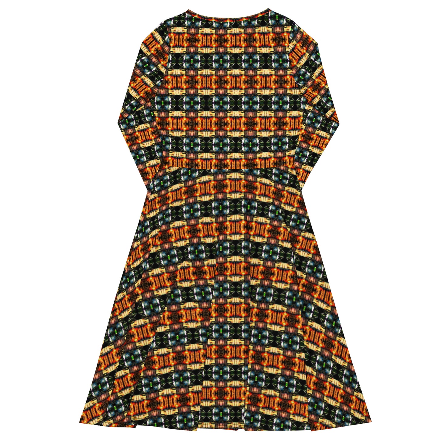 All-over print long sleeve midi dress. LAS CAPAS 10. - FGO ART