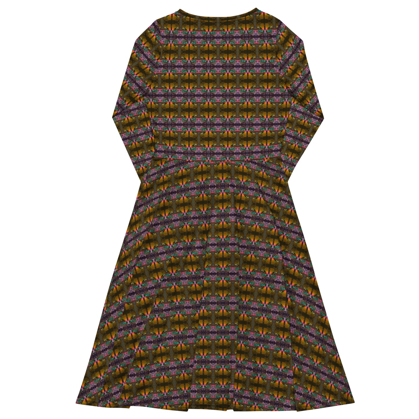 All-over print long sleeve midi dress. LAS CAPAS 11.