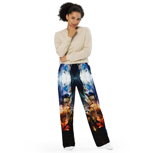 All-over print unisex wide-leg pants. THE LAYERS 1.
