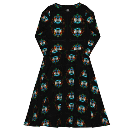 All-over print long sleeve midi dress. MÁSCARA 2.