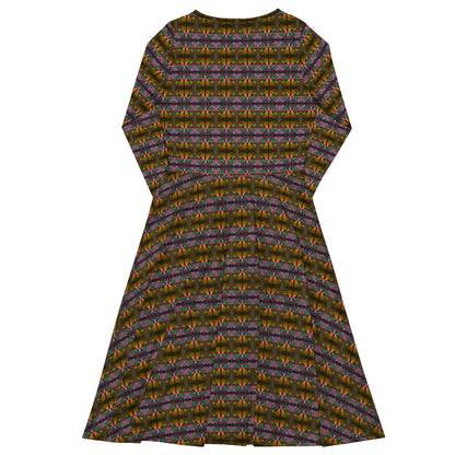 All-over print long sleeve midi dress. LAS CAPAS 11.