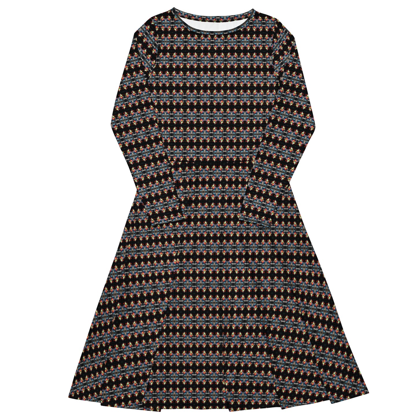 All-over print long sleeve midi dress. AUTORRETRATO 3.