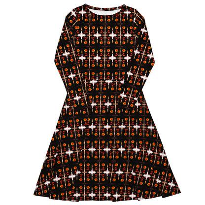 All-over print long sleeve midi dress. LAS CAPAS 7.