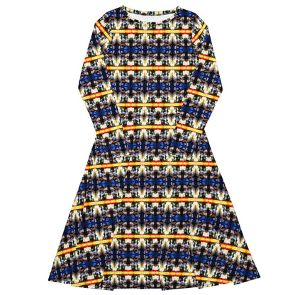 All-over print long sleeve midi dress. LAS CAPAS 12.