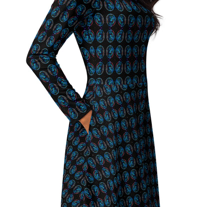 All-over print long sleeve midi dress. UNIVERSO 1.