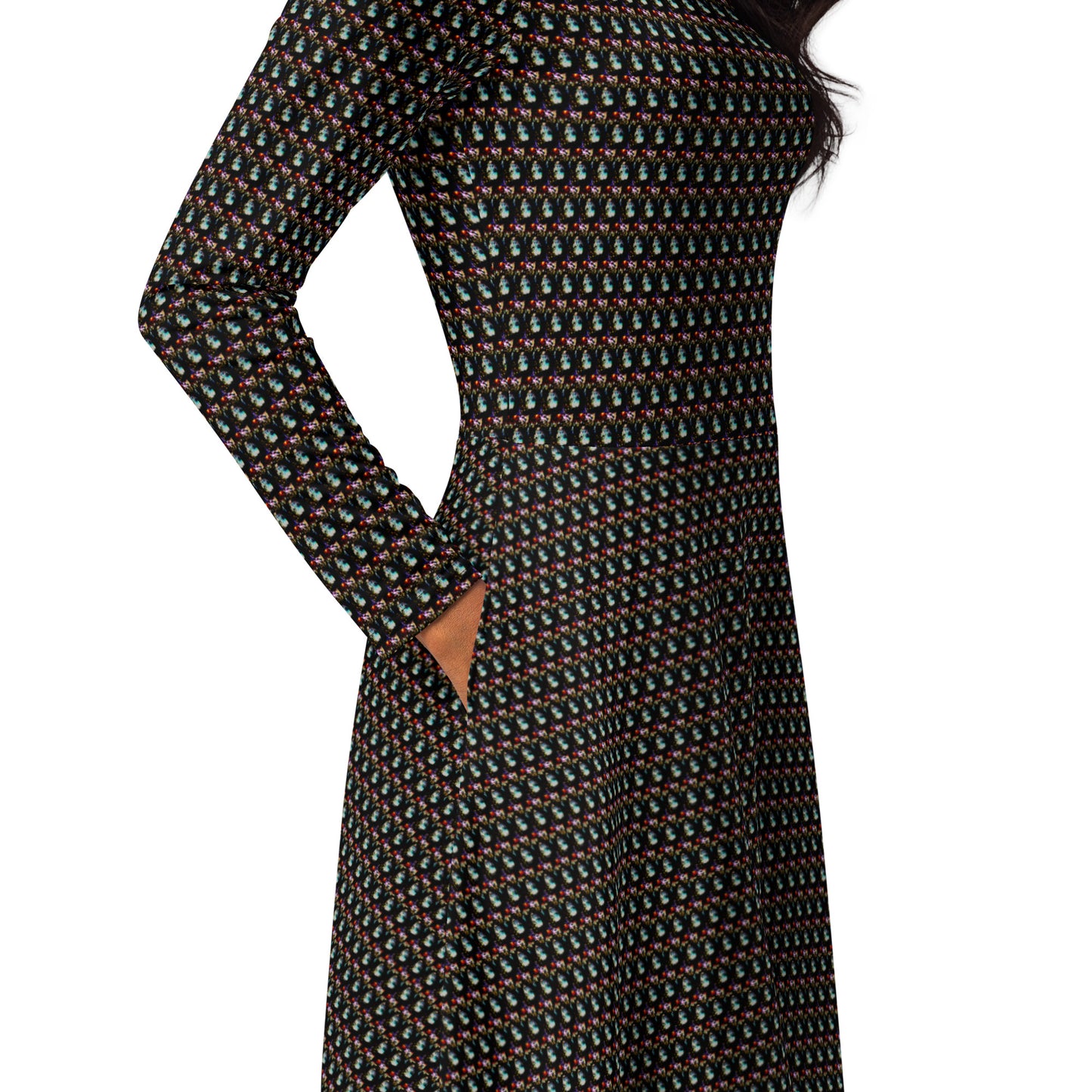 All-over print long sleeve midi dress. AUTORRETRATO 5.