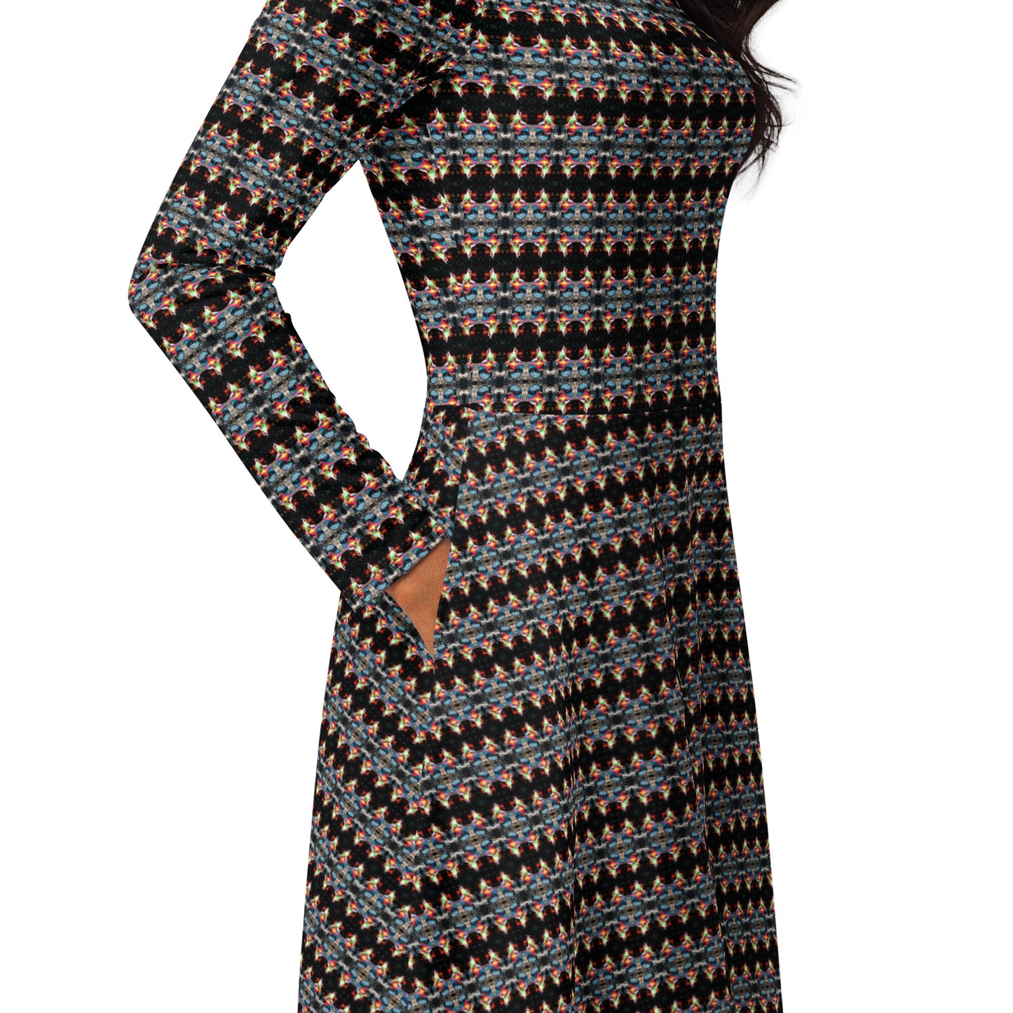 All-over print long sleeve midi dress. AUTORRETRATO 3.