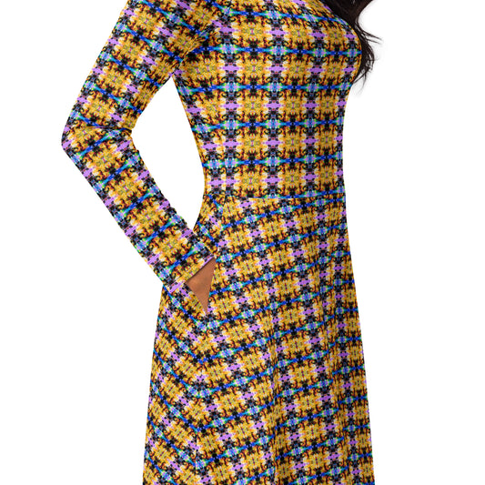 All-over print long sleeve midi dress. LAS CAPAS 2