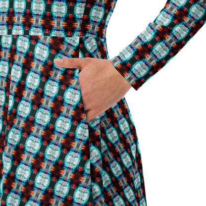 All-over print long sleeve midi dress. AUTORRETRATO 4.