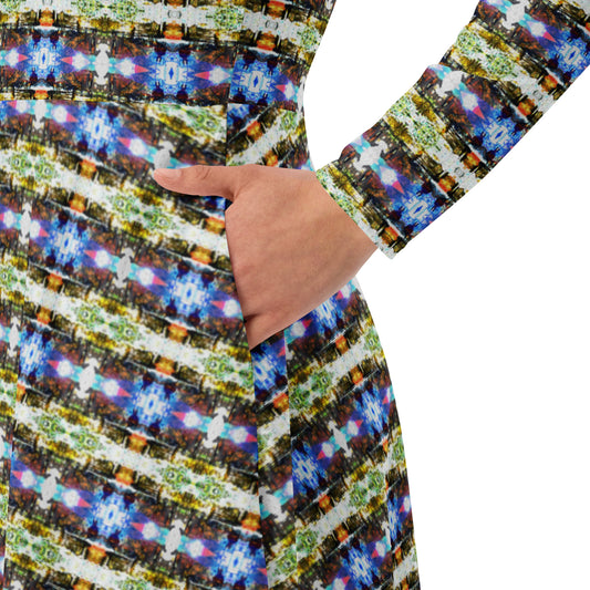 All-over print long sleeve midi dress. LAS CAPAS 5.