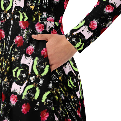 All-over print long sleeve midi dress. LAS CAPAS 8.