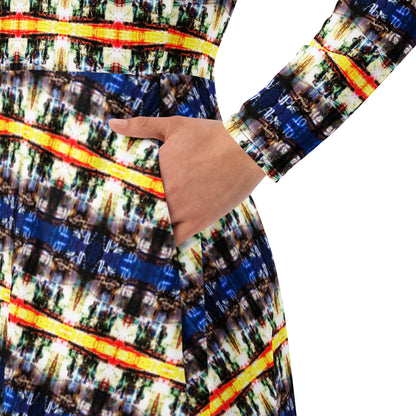 All-over print long sleeve midi dress. LAS CAPAS 12.