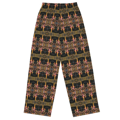 All-over print unisex wide-leg pants. LOVE 3.