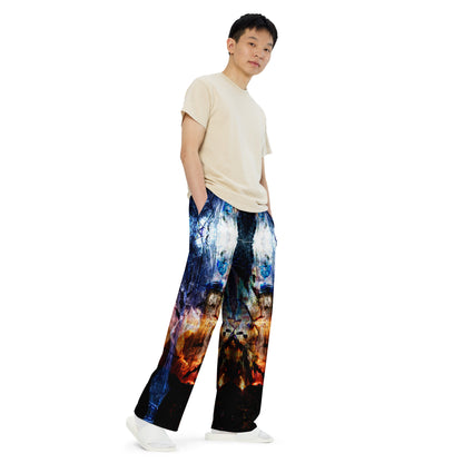 All-over print unisex wide-leg pants. LAS CAPAS 1.