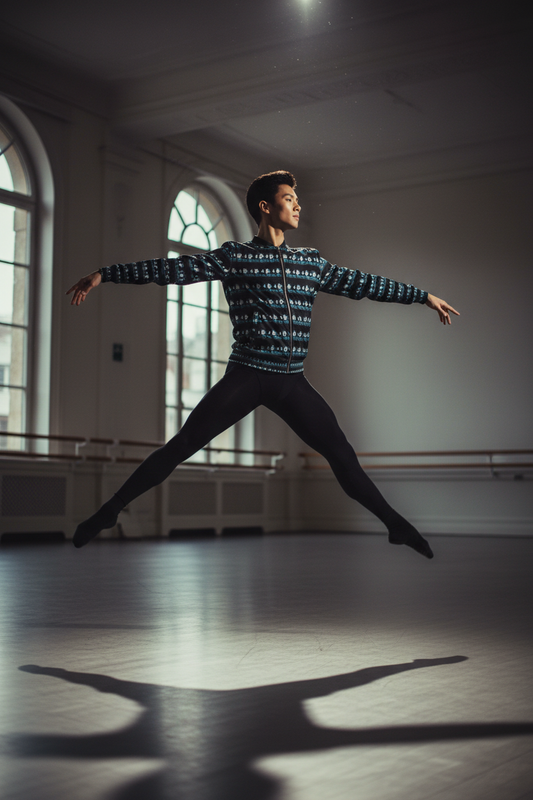 Bailarín asiático en salto grand jeté