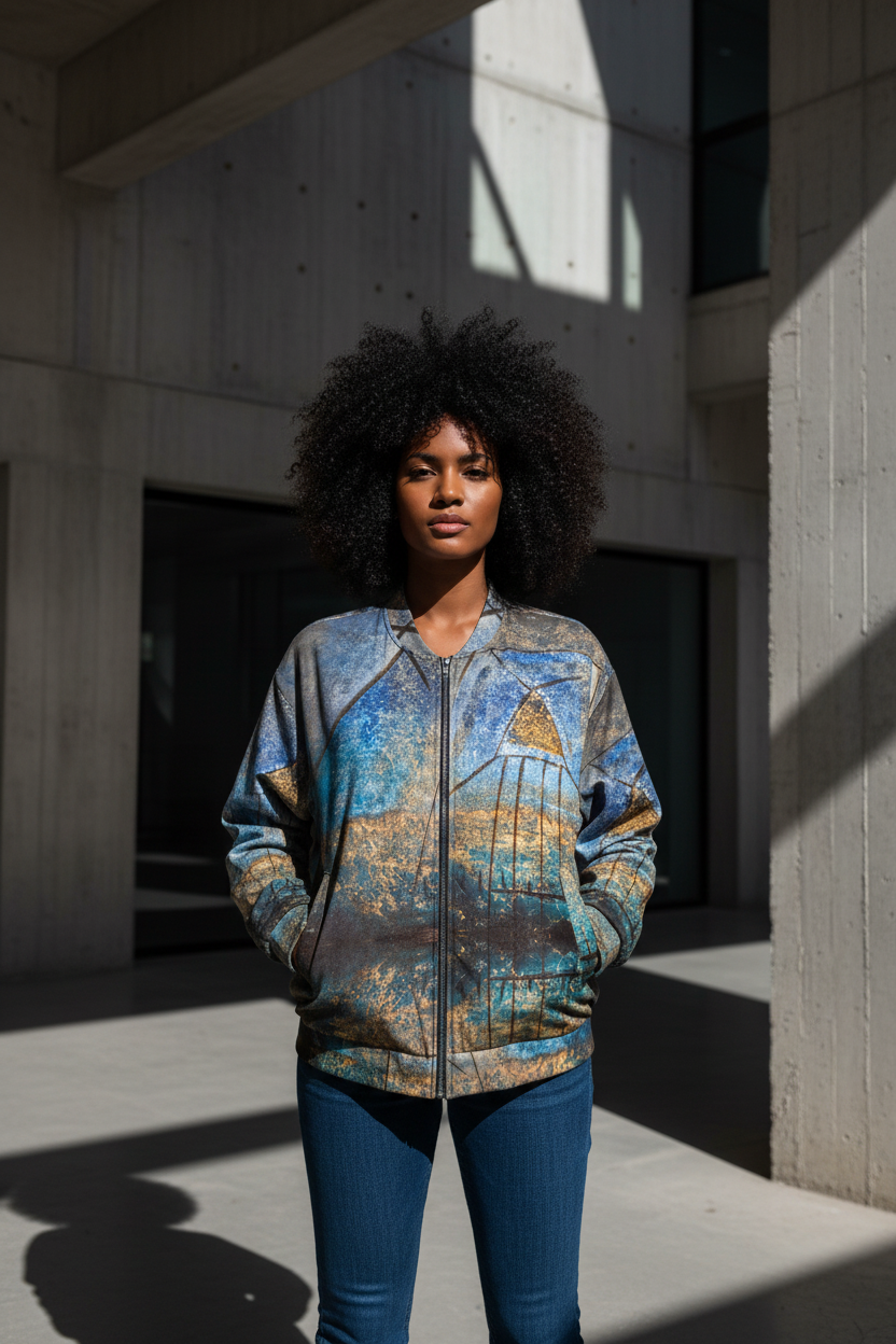 Bomber Jacket Ana Oliari - Mujer Afrobrasileña Arquitectura Brutalista
