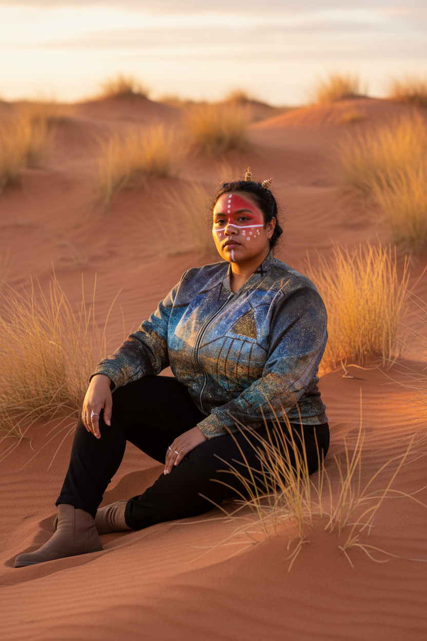 Bomber Jacket Ana Oliari - Mujer Indígena Australiana Desierto