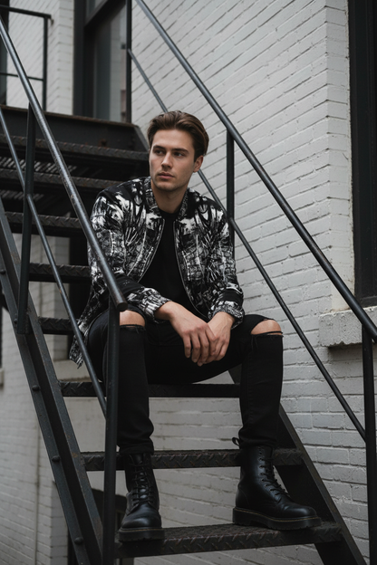 Bomber Jacket BLANCO & NEGRO - Escalera de Incendios