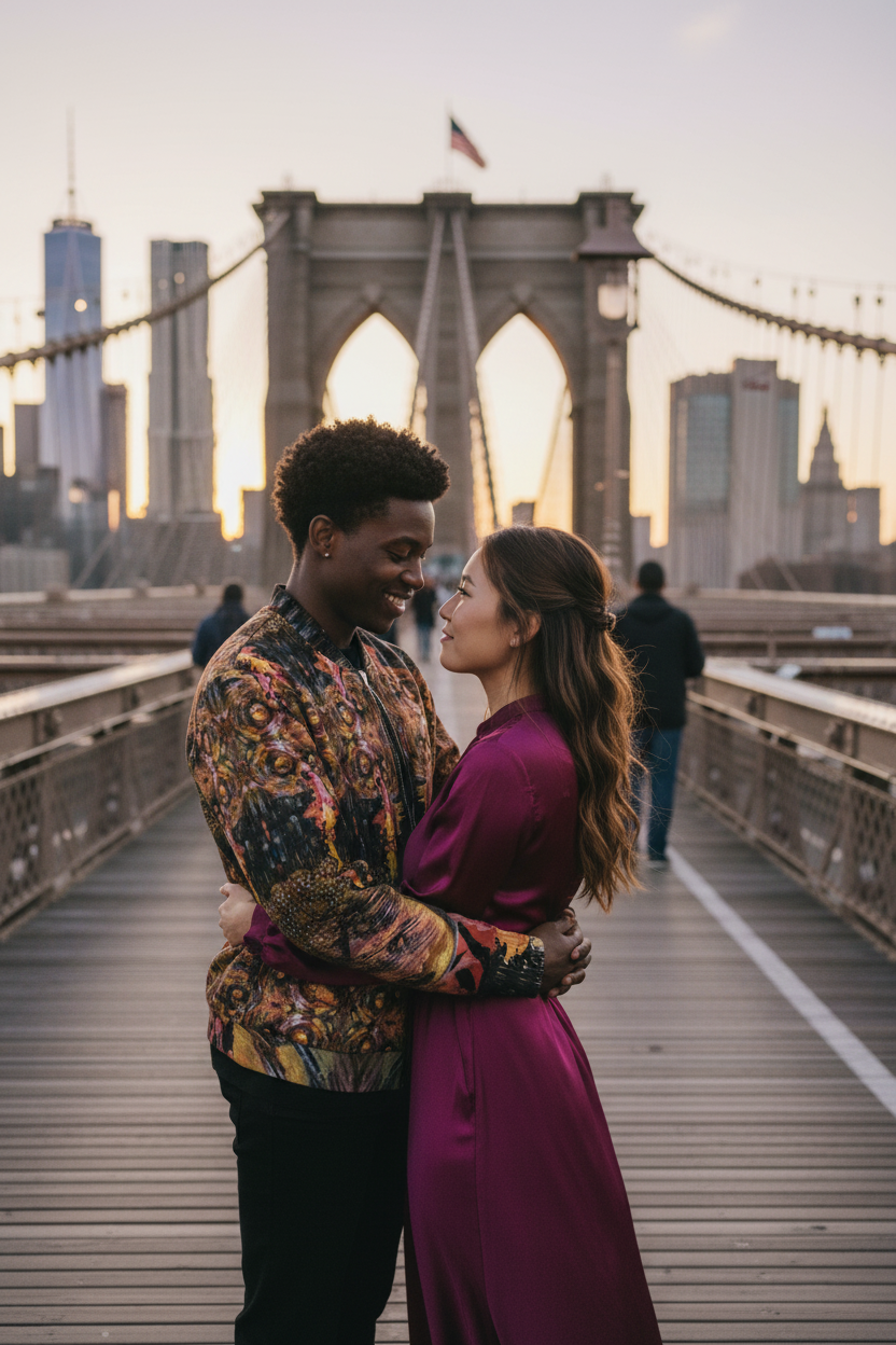 Bomber Jacket LOVE 3 - Pareja Interracial Puente