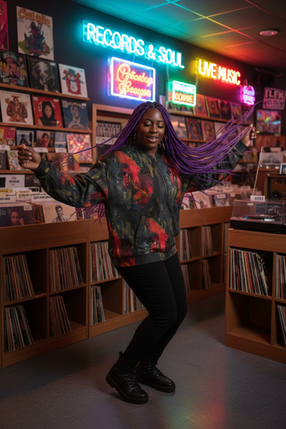 Bomber Jacket MÁSCARA 3 - Mujer Afro Tienda Discos