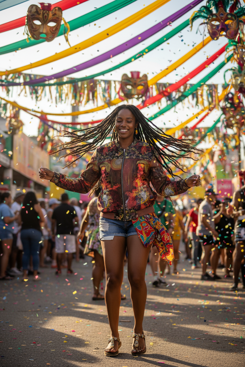Bomber Jacket MÁSCARAS 6 - Mujer Caribeña Carnaval