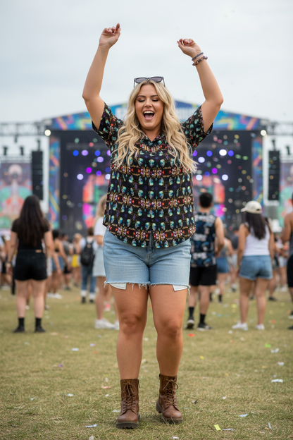 Camisa geométrica - Curvy rubia completa