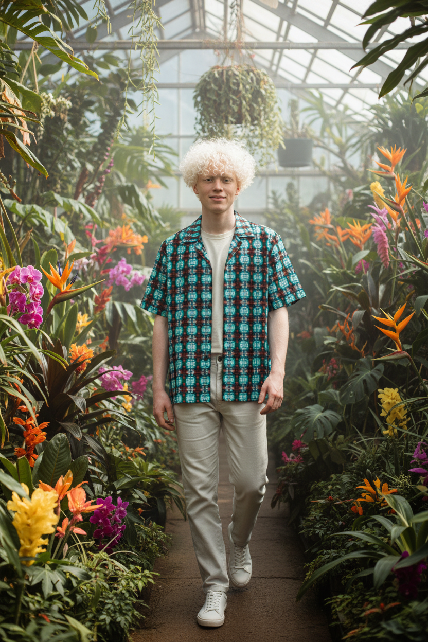 Camisa turquesa-roja - Albino jardín