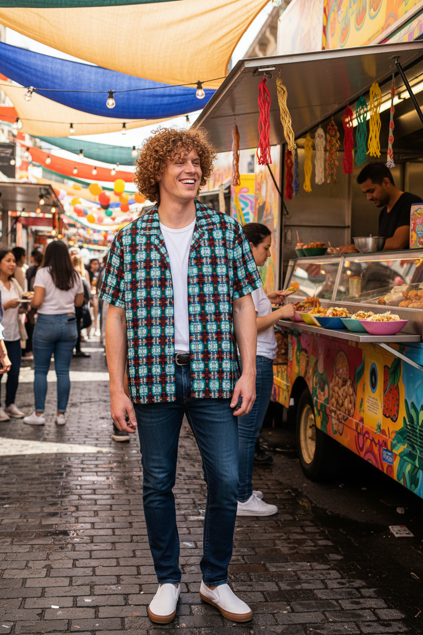 Camisa turquesa-roja - Pelirrojo completo