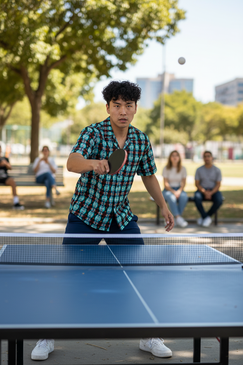 Camisa turquesa-roja - Ping pong