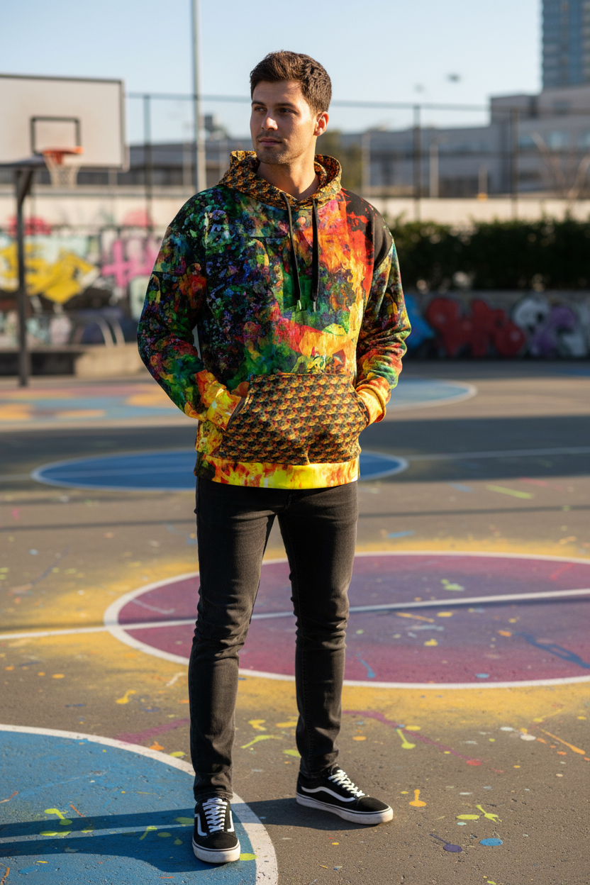 Hombre en cancha de basketball