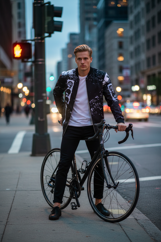 Hombre rubio con road bike