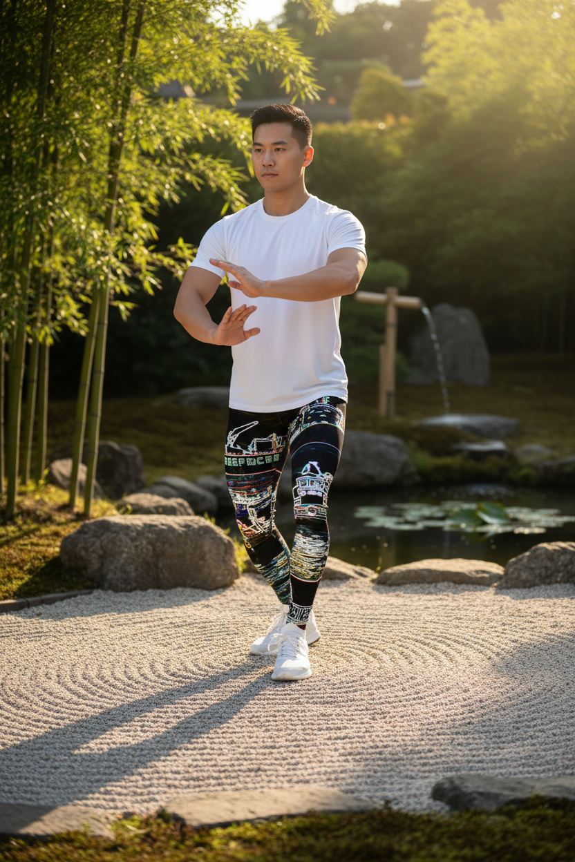 Modelo asiático en jardín zen