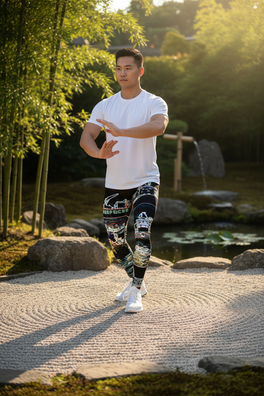 Modelo asiático en jardín zen