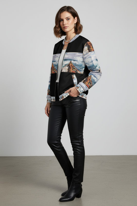 Modelo con bomber jacket diseño original