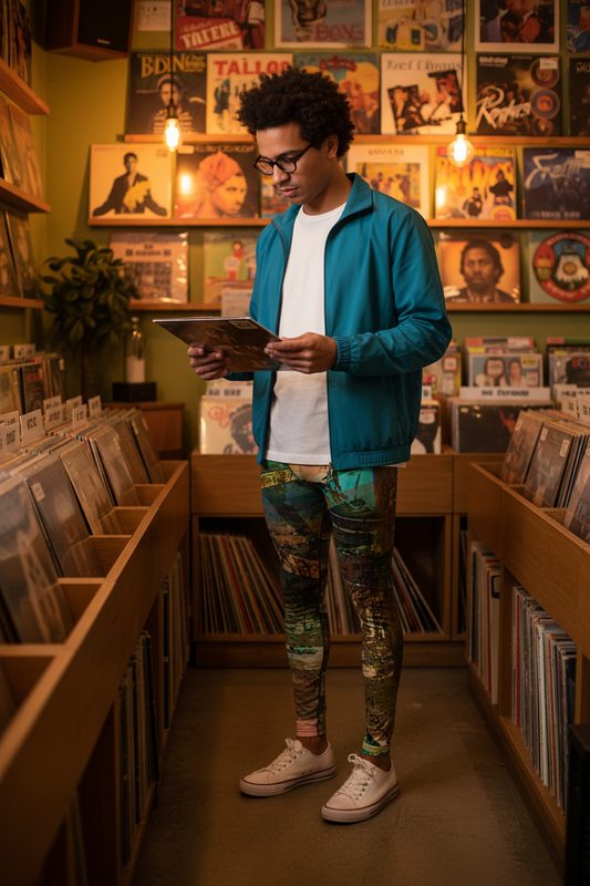 Modelo en tienda de vinilos