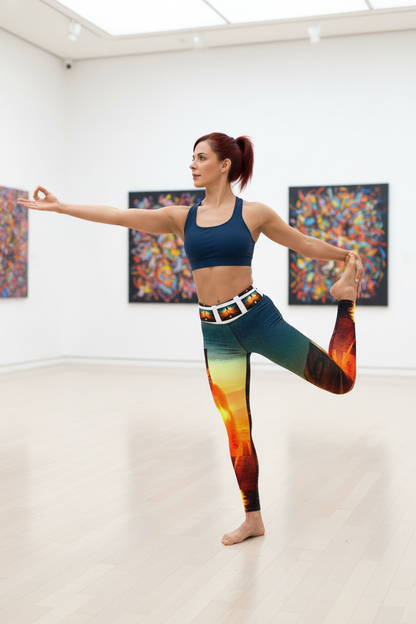 Modelo pelirroja en galería de arte