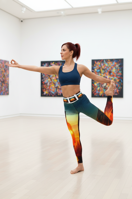 Modelo pelirroja en galería de arte