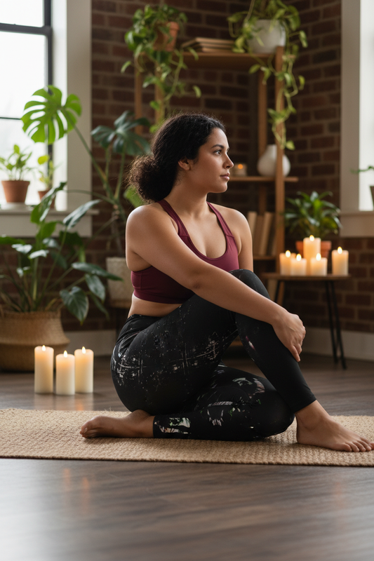 Modelo plus-size en estudio casero