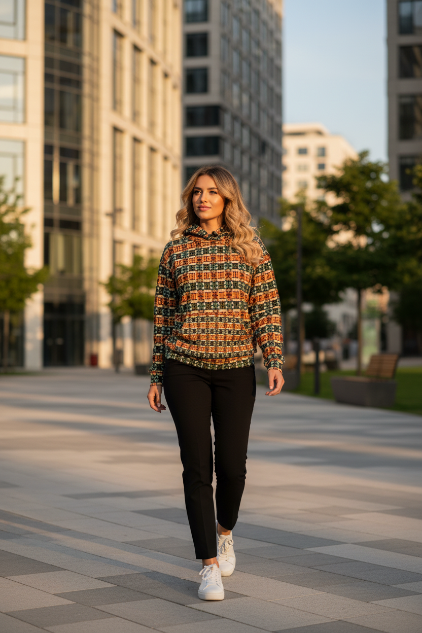 Modelo rubia en parque