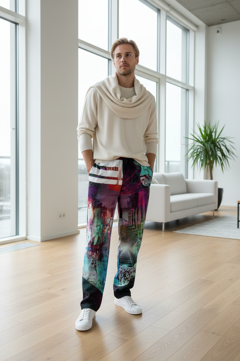 Modelo rubio escandinavo en loft nórdico