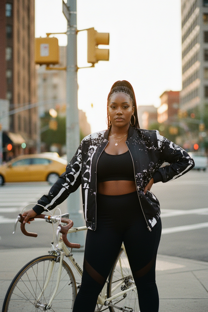 Mujer Black con bicicleta vintage