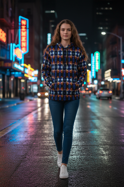 Mujer en calle nocturna