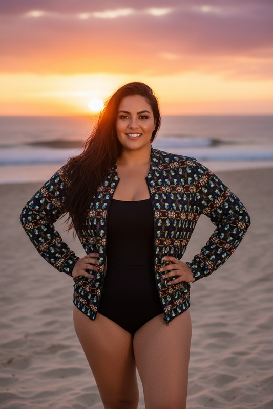 Mujer latina plus-size en dunas