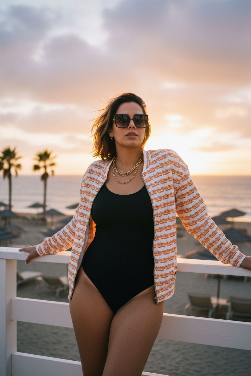 Mujer Middle Eastern en beach club