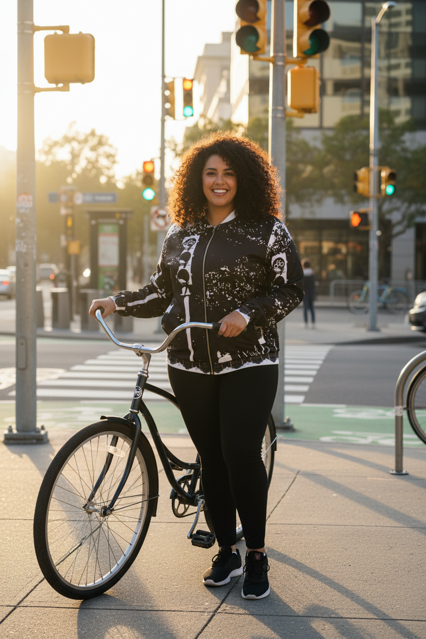 Mujer Middle Eastern plus-size con cruiser