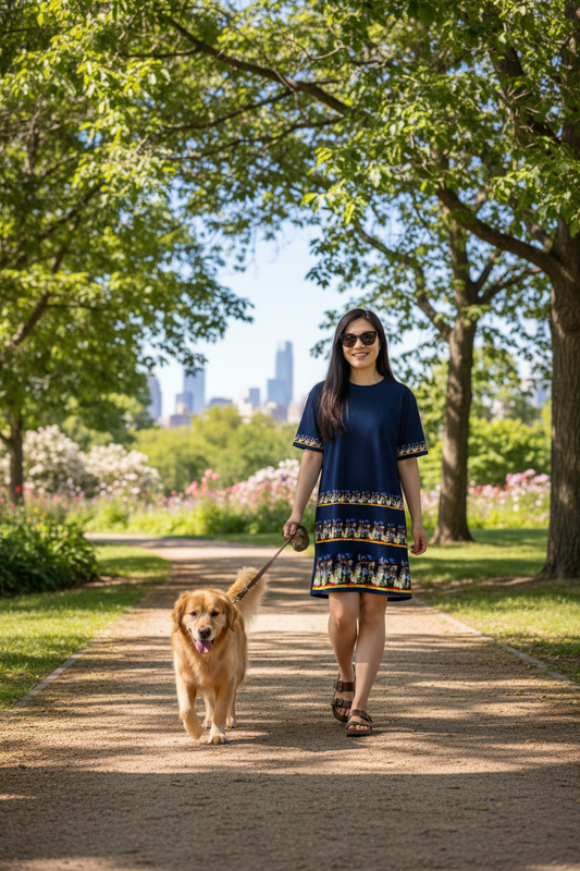 Mujer paseando en parque